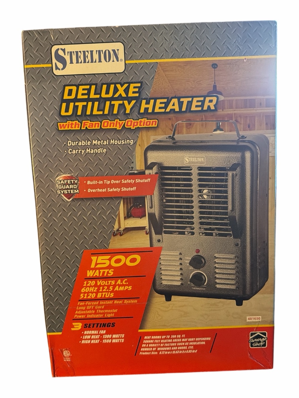 Steelton Deluxe Utility Space Heater 1500W Garage Workshop Fan NIB Brand New